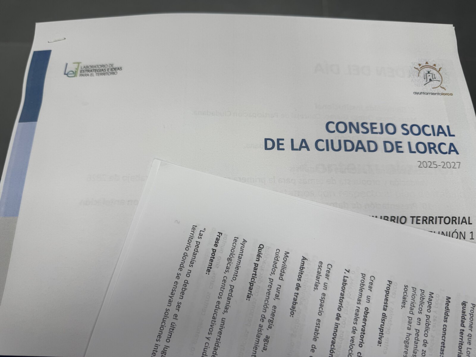 Documentación del Consejo Social de la Ciudad de Lorca