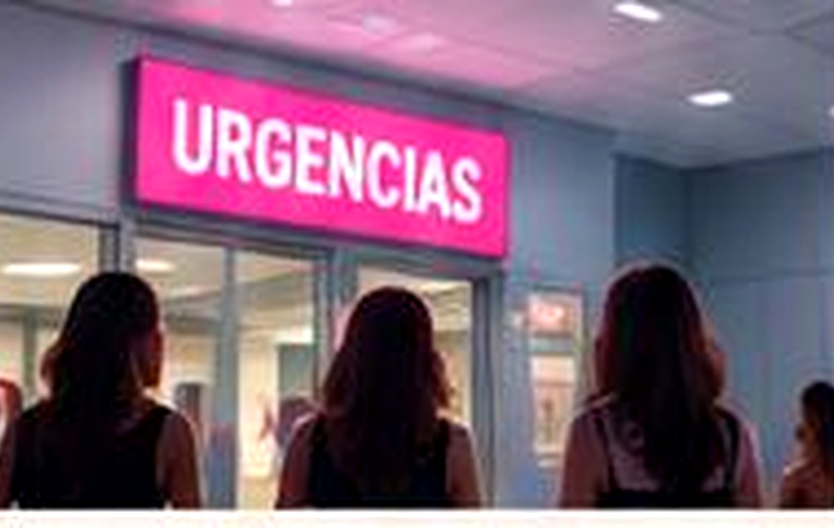 Mujeres de espaldas llegando a un servicio de urgencias